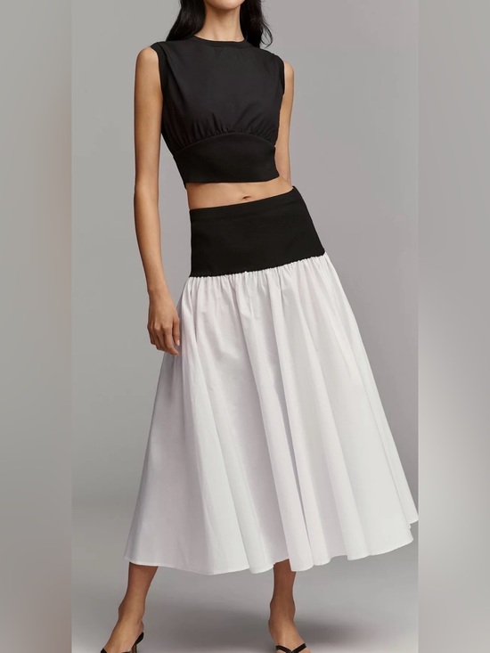 Anthropologie Dresses & Skirts - Cotton Twofer Drop-Waist Midi Skirt | Size M